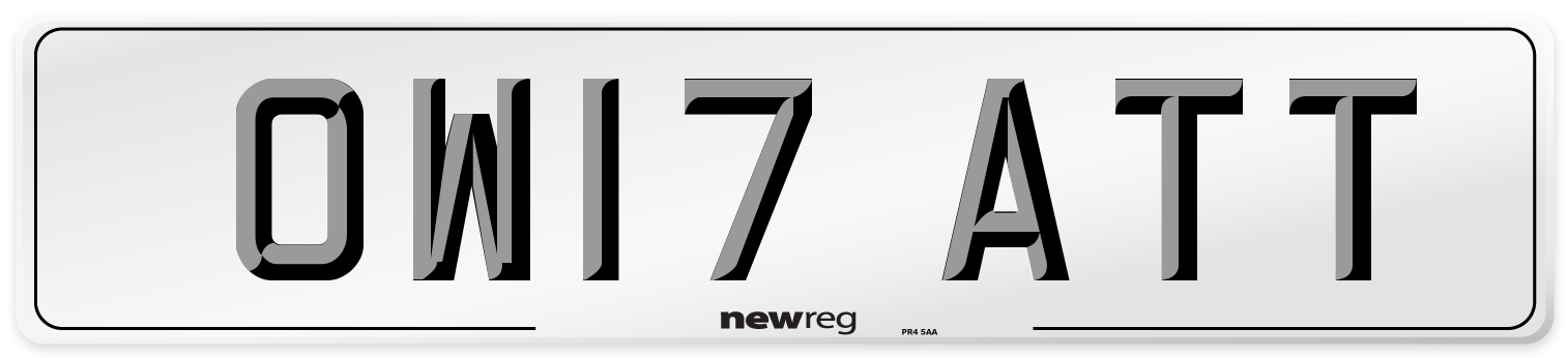 OW17 ATT Number Plate from New Reg